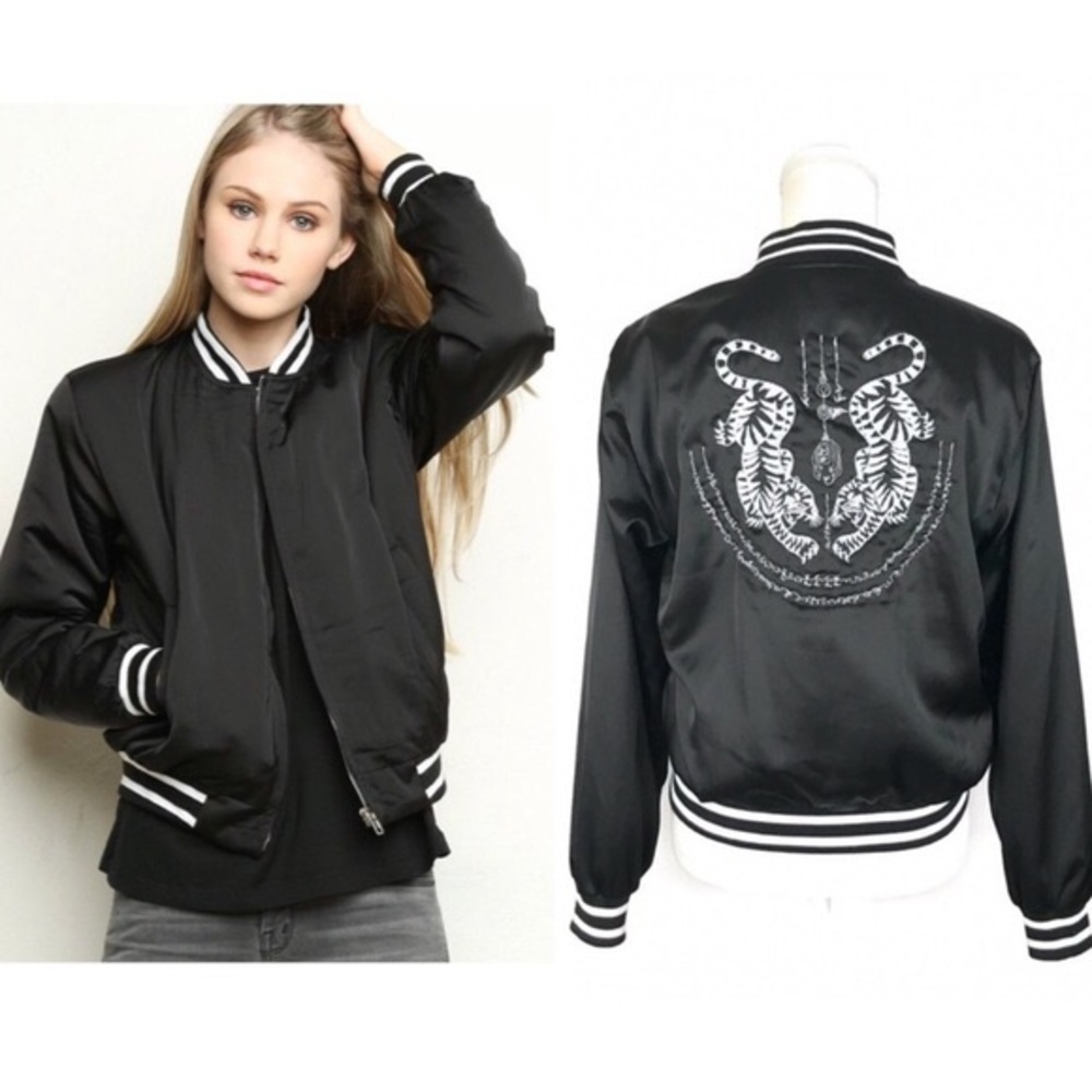 Brandy Melville Liz Satin Bomber Jacket